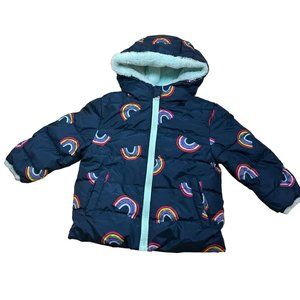 Swiss Tech Baby Jacket Winter Coat Hood Rainbow Blue Super Soft 12 Months 12M